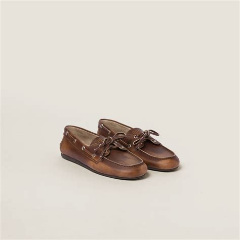 miu miu leather boat shoe|Sienna Unlined Bleached Leather Loafers .